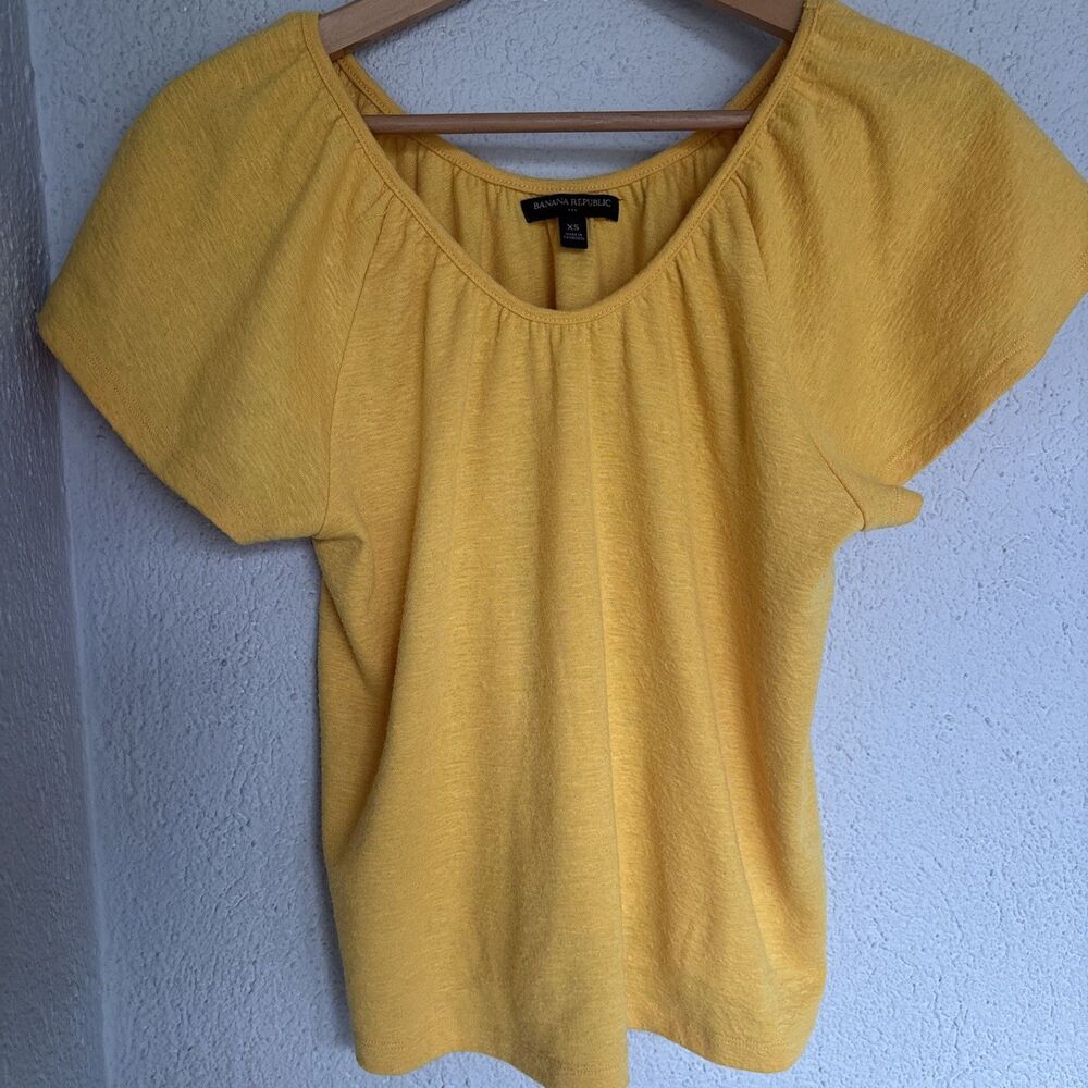 Banana Republic Mustard Yellow Flutter Sleeve Top Size XS